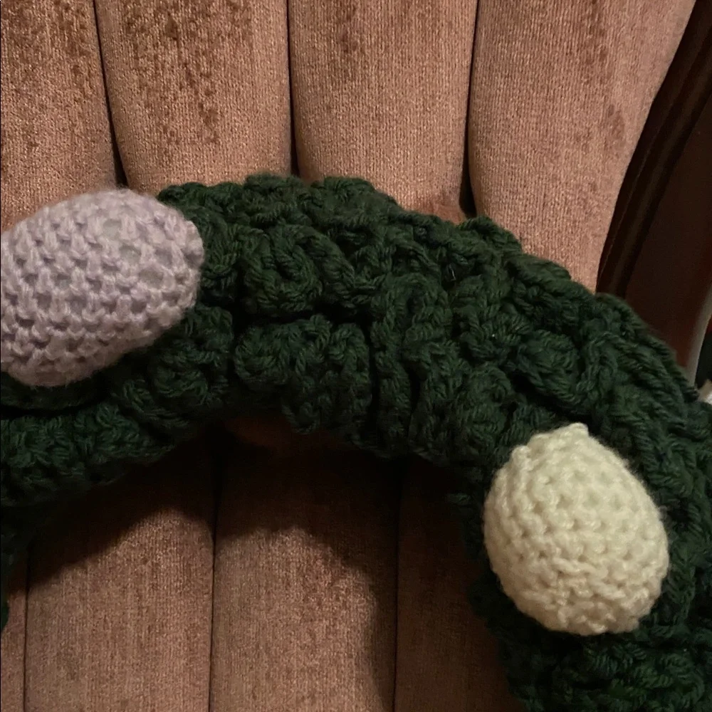 Vintage Handmade Crochet Easter Wreath with Chick and Eggs